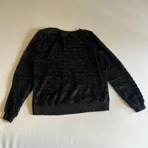 Trina Turk Black Long Sleeve Metallic Shag Sparkly Sweater top M